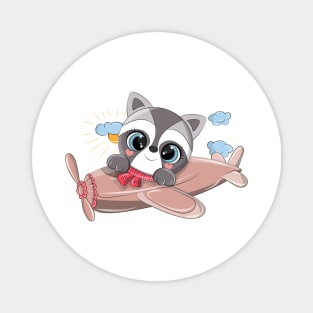 Raccoon at the helm of the plane Magnet